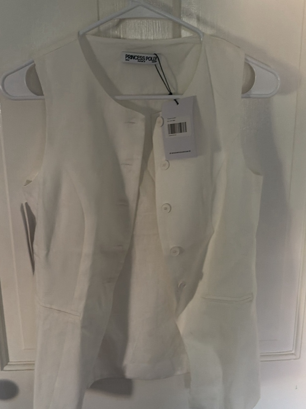 Princess Polly Ivory Button-Front Sleeveless Vest